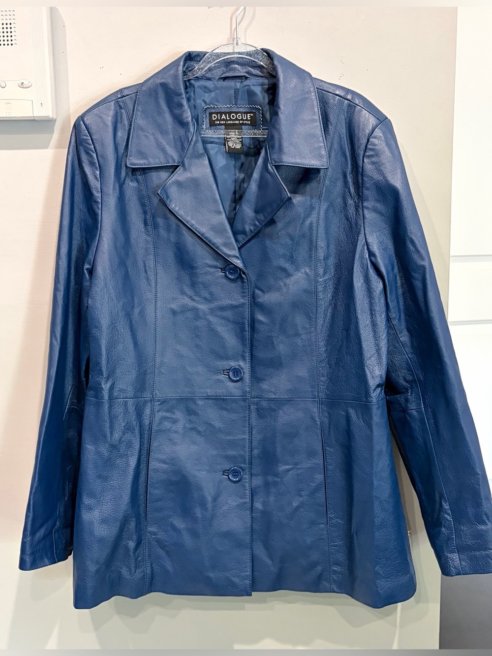 VINTAGE ELECTRIC BLUE LEATHER BLAZER JACKET